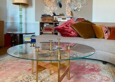 Table basse Constellation en laiton poli miroir